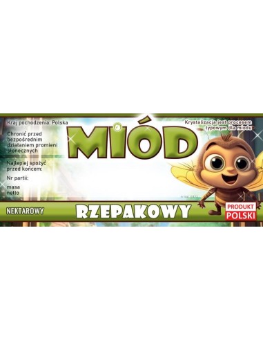 Paczka etykiet na miód rzepakowy 116x50 (100 szt.)