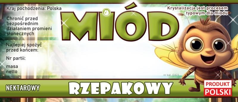 Paczka etykiet na miód rzepakowy 116x50 (100 szt.)