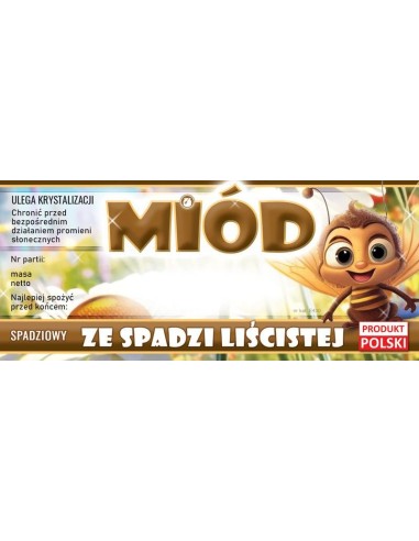 Paczka etykiet na miód ze spadzi liścia116x50 (100 szt.)