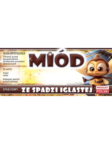 Paczka etykiet na miód ze spadzi iglast116x50 (100 szt.)