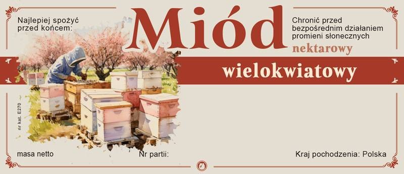 Paczka etykiet na miód wielokwiatowy 116x50 (100 szt.)