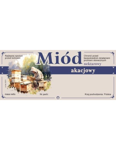 Paczka etykiet na miód akacjowy 116x50 (100 szt.)