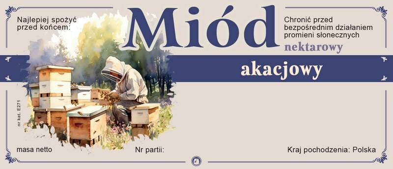 Paczka etykiet na miód akacjowy 116x50 (100 szt.)