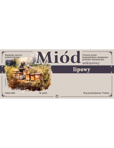 Paczka etykiet na miód lipowy 116x50 (100 szt.)