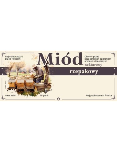 Paczka etykiet na miód rzepakowy 116x50 (100 szt.)