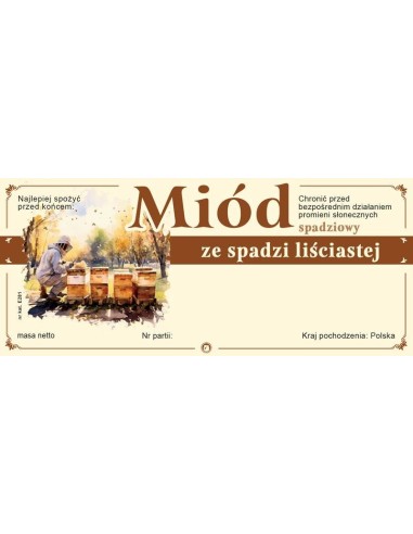 Paczka etykiet na miód ze spadzi liścia116x50 (100 szt.)