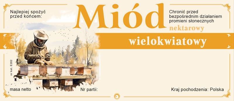 Paczka etykiet na miód wielokwiatowy 116x50 (100 szt.)