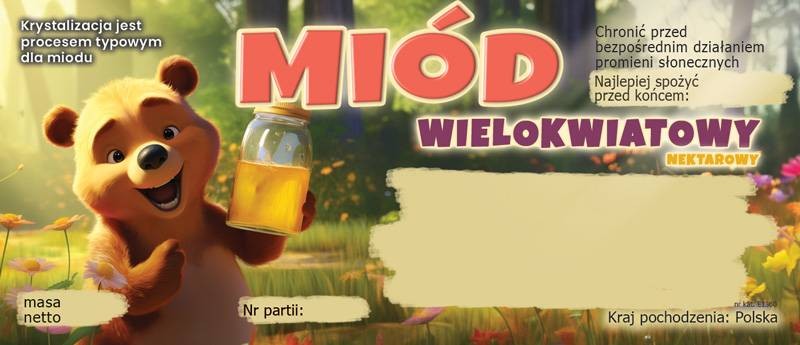 Paczka etykiet na miód wielokwiatowy 116x50 (100 szt.)