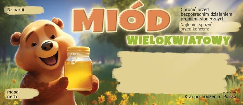 Paczka etykiet na miód wielokwiatowy 116x50 (100 szt.)