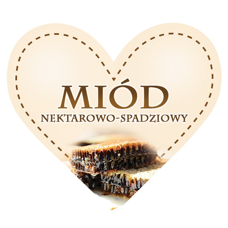 Paczka etykiet serduszek na miód nektarowo-spadziowy 47mm x 42mm (50szt)