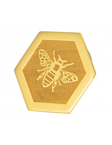 Wpinka pszczoła na heksagonie - srebro złocone